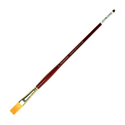 Picture of Grumbacher Goldenedge Oil and Acrylic Brush, Size 8, Flat Bristle, Synthetic, Red