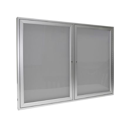 Picture of Ghent 2 Door Enclosed Vinyl Bulletin Board, Satin Aluminum Frame, 36inH x 48inW, Silver