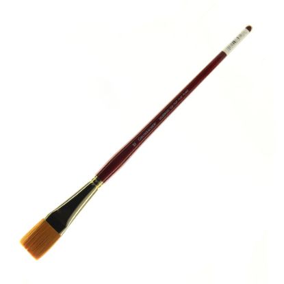 Picture of Grumbacher Goldenedge Oil and Acrylic Brush, Size 12, Flat Bristle, Synthetic, Red