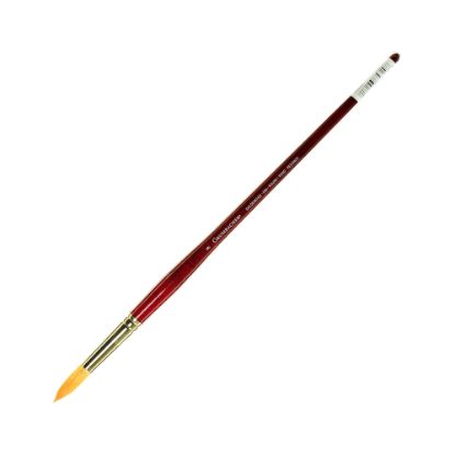 Picture of Grumbacher Goldenedge Oil and Acrylic Brush, Size 8, Round Bristle, Synthetic, Red