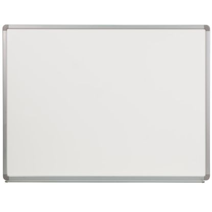 Picture of Flash Furniture Porcelain Magnetic Dry-Erase Whiteboard, 36in x 48in, Aluminum Frame With Silver Finish