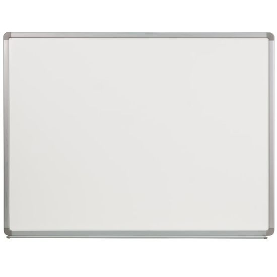 Picture of Flash Furniture Porcelain Magnetic Dry-Erase Whiteboard, 36in x 48in, Aluminum Frame With Silver Finish