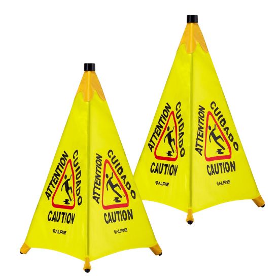 Picture of Alpine Pop-Up Wet Floor Signs, 30in x 20in, Pack Of 2 Signs