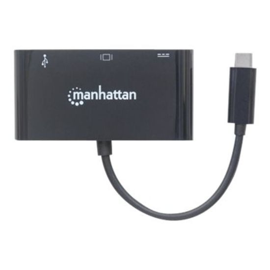 Picture of Manhattan USB-C To VGA 3-In-1 Docking Converter, 5/8inH x 1-3/4inW x 1-13/16inD, Black, ICI152044