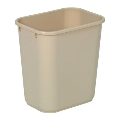 Picture of Highmark Rectangular Plastic Wastebasket, 6.5 Gallons, 15inH x 10inW x 14-1/4inD, Beige