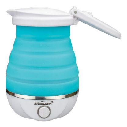 Picture of Brentwood Dual Voltage 3.3-Cup Collapsible Plastic Travel Kettle, Blue