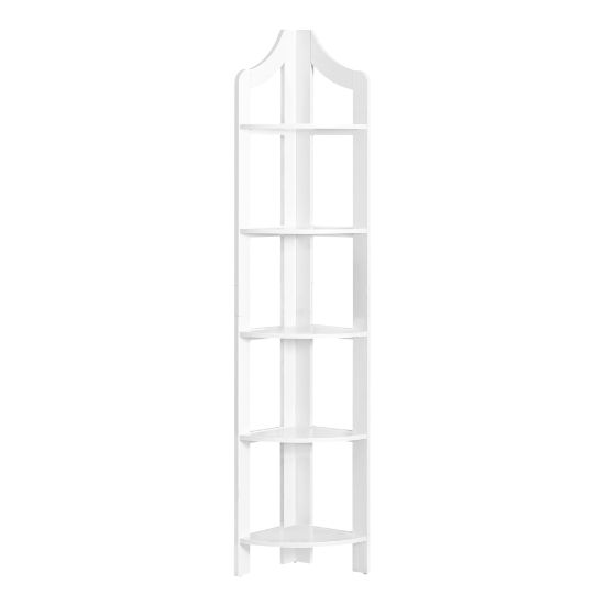 Picture of Monarch Specialties Lori 71inH 5-Shelf Corner Bookcase, White