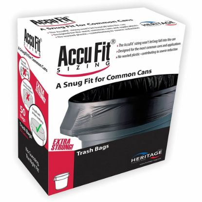 Picture of Heritage RePrime AccuFit 44-gal Can Liners - 44 gal Capacity - 37in Width x 50in Length - 0.90 mil (23 Micron) Thickness - Low Density - Black - Linear Low-Density Polyethylene (LLDPE) - 4/Carton - 50 Per Box - Garbage