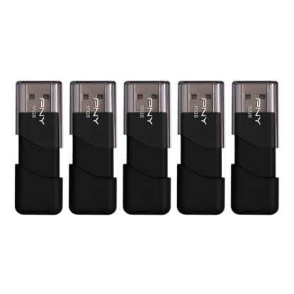 Picture of PNY Attache 3 USB 2.0 Flash Drives, 16GB, Black, Pack of 5 Flash Drives