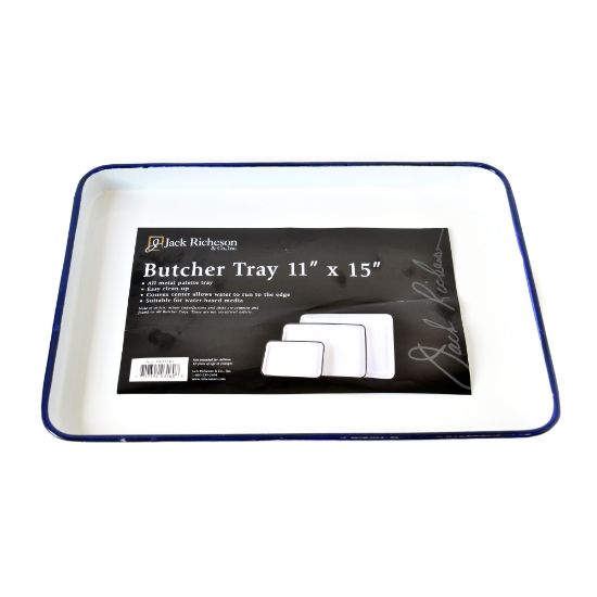 Picture of Jack Richeson Oblong Butcher Trays, Steel, Reusable, 11in x 15in, White, Pack Of 2