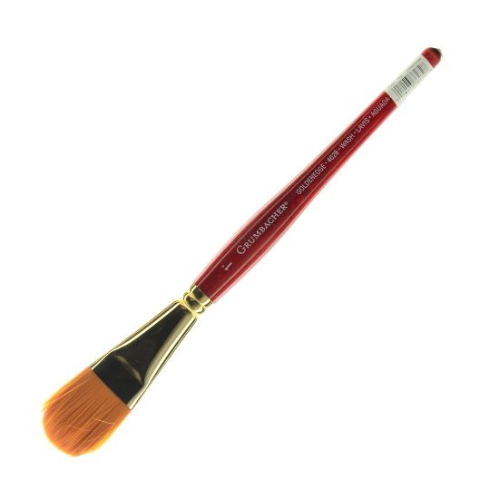 Picture of Grumbacher Goldenedge Watercolor Paint Brush, 1in, Oval Wash, Synthetic Filament, Dark Red