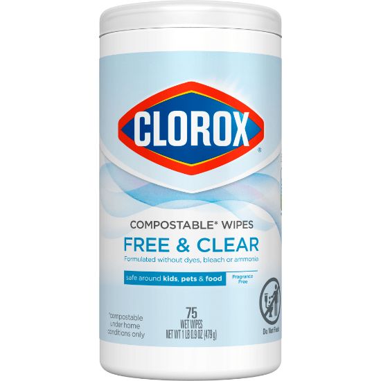 Picture of Clorox Free & Clear Cleaning Wipes, 75 Wipes Per Canister