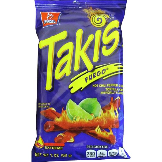 Picture of Takis Fuego Rolled Tortilla Chips - Hot Chili Pepper & Lime - 1 - 1.98 oz - 42 / Carton