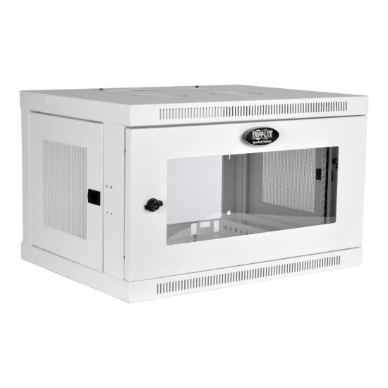 Picture of Tripp Lite SmartRack 6U Low-Profile Switch-Depth Wall-Mount Mini Rack Enclosure Clear Acrylic Window White - 6U Rack Height x 19in Rack Width - Wall Mountable - White - Steel, Acrylic - 200 lb Maximum Weight Capacity