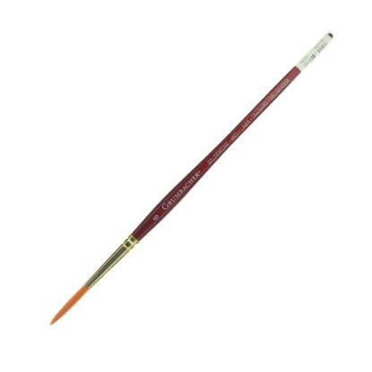 Picture of Grumbacher Goldenedge Watercolor Paint Brush, Size 6, Liner, Synthetic Filament, Dark Red