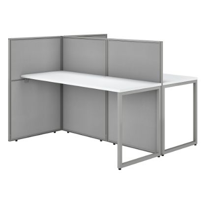 Picture of Bush Business Furniture Easy Office 60inW 2-Person Cubicle Desk Workstation With 45inH Panels, Pure White/Silver Gray, Standard Delivery