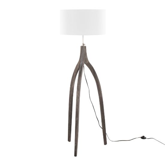 Picture of LumiSource Wishbone Contemporary Floor Lamp, 54-3/4in, White/Gray