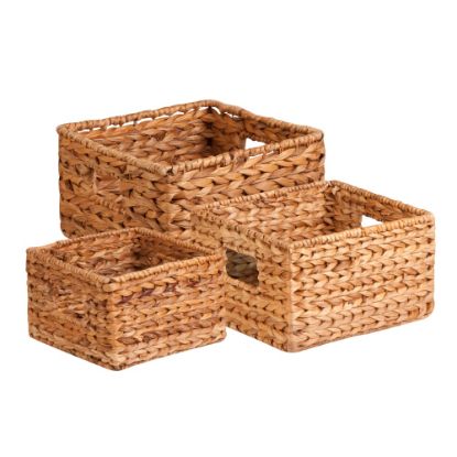 Picture of Honey-can-do 3Pk Natural Baskets Set - Woven Banana Leaf - Natural Brown - For Sport Equipments, CD/DVD, Toy, Book, Toiletries - 3 / Pack