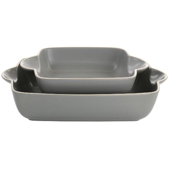 Picture of Gibson Home Rockaway 2-Piece Stoneware Nesting Bakeware Set, Gray