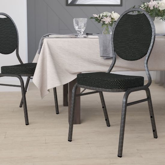 Picture of Flash Furniture HERCULES Teardrop-Back Stacking Banquet Chair, Black/Silvervein