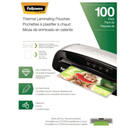 Picture of Fellowes Thermal Laminating Pouches, Letter, 5 mil, 11 1/2in x 9in, Clear, Pack Of 100