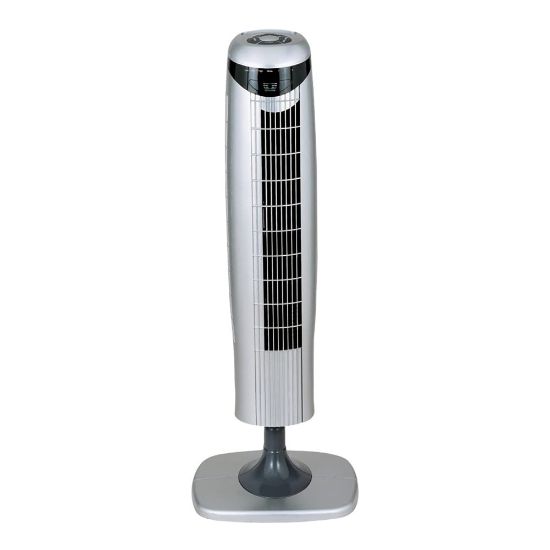 Picture of Optimus Pedestal Tower Fan With Remote Control And LED, 35in x 9in