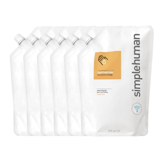 Picture of simplehuman Moisturizing Liquid Hand Soap, Mandarin Orange, 34 Oz, Carton Of 6 Pouches