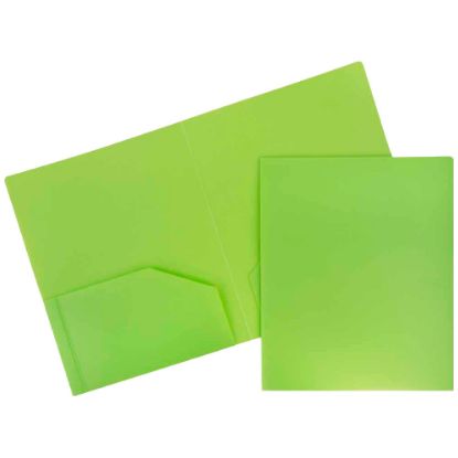 Picture of JAM Paper Heavy-Duty 2-Pocket Plastic Presentation Folders, 9in x 12in, Lime Green, Pack Of 6