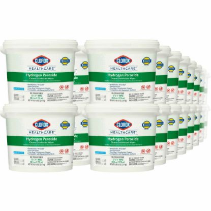 Picture of Clorox Healthcare Hydrogen Peroxide Cleaner Disinfectant Wipes - Wipe - 185 / Bucket - 50 / Bundle - White