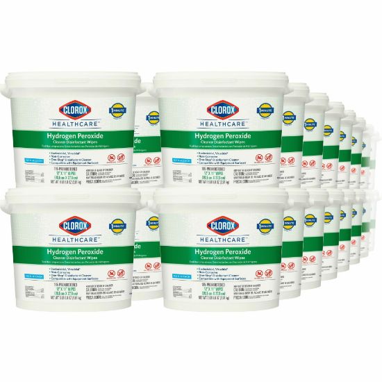 Picture of Clorox Healthcare Hydrogen Peroxide Cleaner Disinfectant Wipes - Wipe - 185 / Bucket - 50 / Bundle - White