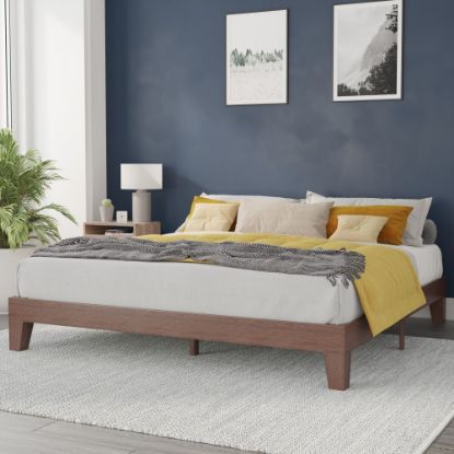 Picture of Flash Furniture Evelyn Wood Platform Bed With Wooden Support Slats, King, 79-1/2inL x 75-1/2inW x 79-1/2inD, Walnut