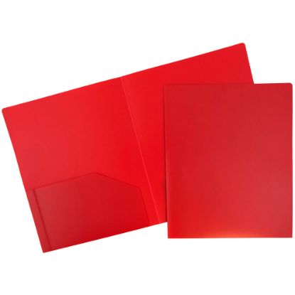 Picture of JAM Paper Heavy-Duty 2-Pocket Plastic Presentation Folders, 9in x 12in, Red, Pack Of 6