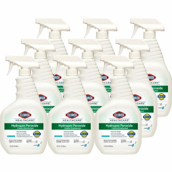 Picture of Clorox Healthcare Hydrogen Peroxide Cleaner Disinfectant Spray - Liquid - 32 fl oz (1 quart) - 9 / Carton - Clear