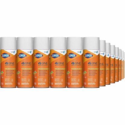 Picture of CloroxPro 4 in One Disinfectant & Sanitizer - Aerosol - 14 fl oz (0.4 quart) - Fresh Citrus Scent - 1596 / Pallet - Orange