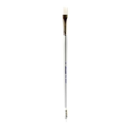 Picture of Silver Brush Silverwhite Series Long-Handle Paint Brush, Size 8, Bright Bristle, Synthetic, Silver/White