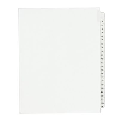 Picture of Avery Standard Collated Legal Dividers, Avery Style, 8 1/2in x 11in, White Dividers/White Tabs, 1-25 Set