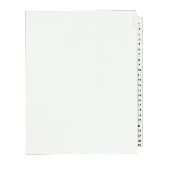 Picture of Avery Standard Collated Legal Dividers, Avery Style, 8 1/2in x 11in, White Dividers/White Tabs, 1-25 Set