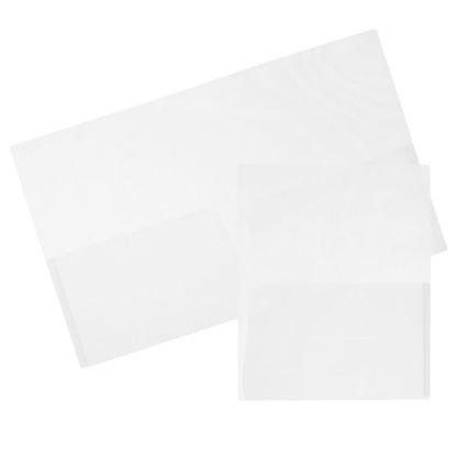 Picture of JAM Paper Regular-Weight 2-Pocket Plastic Presentation Folders, 9in x 12in, Clear, Pack Of 6