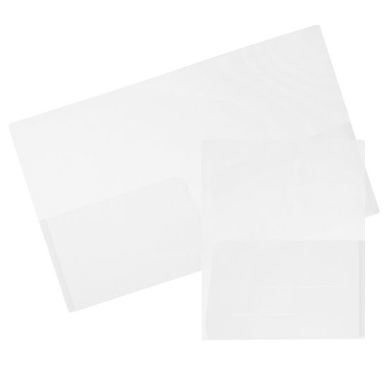 Picture of JAM Paper Regular-Weight 2-Pocket Plastic Presentation Folders, 9in x 12in, Clear, Pack Of 6