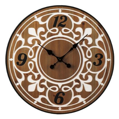 Picture of SEI Aprille Round Wall Clock, 2-1/4inD, White/Natural/Black