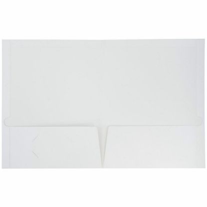 Picture of JAM Paper Glossy 2-Pocket Presentation Folders, 8-1/2in x 11in, White, Pack Of 6 Folders