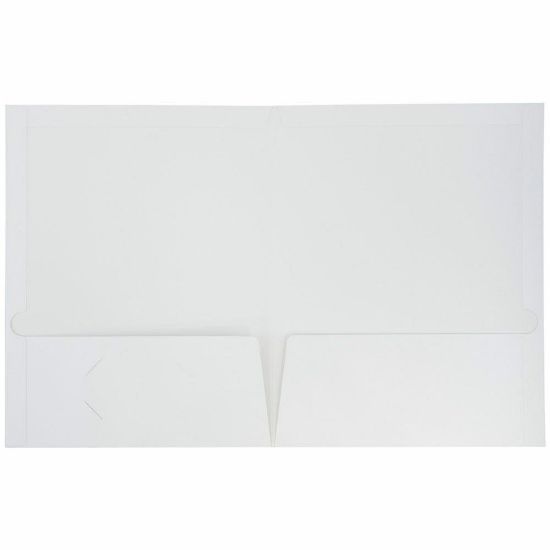 Picture of JAM Paper Glossy 2-Pocket Presentation Folders, 8-1/2in x 11in, White, Pack Of 6 Folders