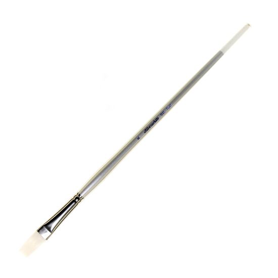 Picture of Silver Brush Silverwhite Series Long-Handle Paint Brush, Size 8, Flat Bristle, Synthetic, Silver/White