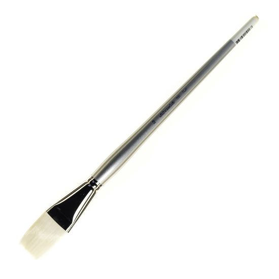 Picture of Silver Brush Silverwhite Series Long-Handle Paint Brush, Size 16, Flat Bristle, Synthetic, Silver/White