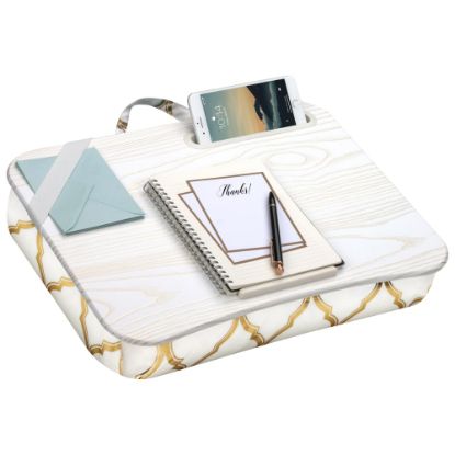 Picture of LapGear Designer Lap Desk, 17-3/4in x 13-3/4in x 2-3/4in, Gold Quatrefoil