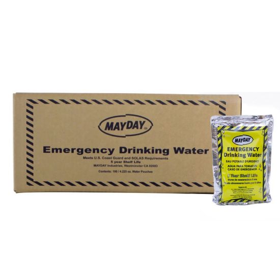 Picture of Ready America Mayday Industries Emergency Drinking Water Pouches, 4.23 Oz, Case Of 100 Pouches