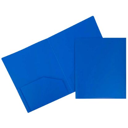 Picture of JAM Paper Plastic 2-Pocket POP Folders, 9 1/2in x 11 1/2in, Blue, Pack Of 6