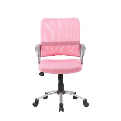 Picture of Boss Office Products Mesh Mid-Back Multipurpose Task Chair, Pink/Black/Pewter