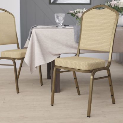 Picture of Flash Furniture HERCULES Series Crown Back Stacking Banquet Chair, Beige/Gold