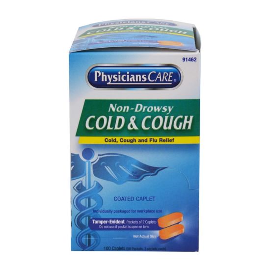 Picture of First Aid Only Physicians Care Cough Cold Tablets, Bottle Of 100 Tablets